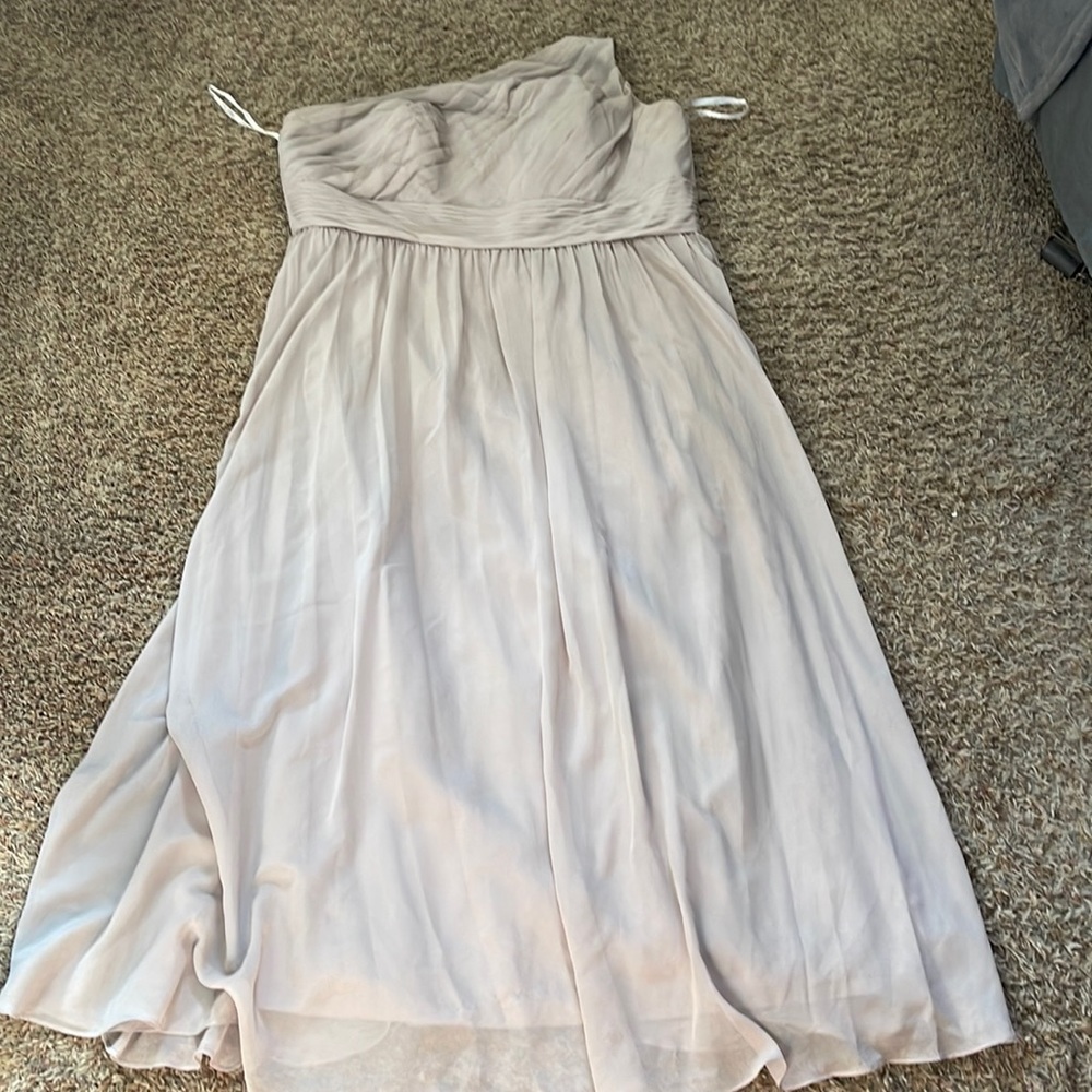 Bridesmaids dress, taupe, size 30, one shoulder